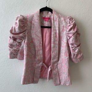 Vintage Betsey Johnson Pink Ruffle Sleeve Blazer